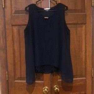 Counterparts Blue tank with embroidered underneath and charm in front neckline